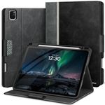 KingBlanc Case for iPad Pro 11 inch (2024, M4, 5th Generation) with Pencil Holder, Vegan Leather Smart Stand Cover, Auto Sleep Wake, Support Pencil Pro/Pencil(USB-C), Durable Protection, Black