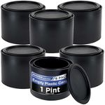 Master Elite 1 Pint Plastic Paint Can Bucket, Pack of 6 - Triple Lock Airtight Lid Seal, 16 fl. oz. All-Plastic Coating Storage Can - Plastic Pail Handle, Rust Proof, Dent Proof & Odor Resistant