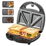 FOHERE 3-in-1 Sandwich Maker, Waffle Maker, Sandwich Grill, Portable Electric Panini Press with Removable Non-Stick Plates, LED Indicator Lights, Cool Touch Handle, Toaster, Grilled Cheese Machine