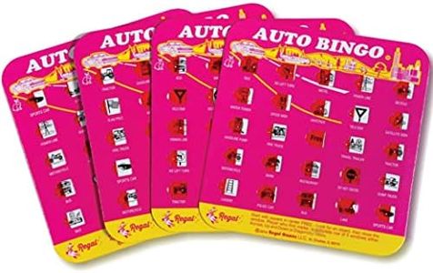 Regal Games - Original Interstate Highway Travel Bingo Set - Travel Bingo Cards for Family Vacations, Car Rides, and Road Trips - Pink - 4 Pack