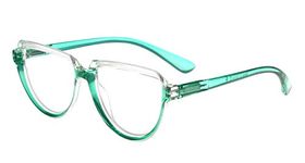 Eyekepper Eyeglasses for Women Reading Large Frame - Oversize Laides Half Moon Design Readers - Transparent/Green +2.75