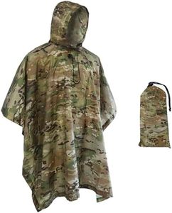 Fousam Camo Military Multicam Waterproof Hooded Adult Poncho Backpack Cover for Hunting Hiking Camping