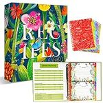 Recipe Binder, 9.5 inch x 11 inch 3 Ring Recipe Binder Kit with 50 Plastic Protectors, 100 5 inch x 7 inch Recipe Cards & 8 Category Divider Tabs, Organizer Set Watercolor Cactus Design