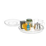 14" Lazy Susan Organizer. 360 Degree Rotating Turntable for Cabinets, Fridge, Pantry, Bathroom, Under Sink Organizing, Vanity, Countertops, Organizer for Spices Clear 2 Pack