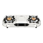 Faber high efficiency 2 Brass Burner gas stove|| Stainless Steel|| ISI Certified gas stove, Manual Ignition, (COOKTOP CRYSTAL 2BB SS) 2 year comprehensive warranty