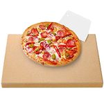 AUGOSTA Pizza Stone for Oven and Grill, Free Pizza Scraper (Not Included Pizza Peel Paddle), Durable and Safe Baking Stone for Grill, Thermal Shock Resistant Cooking Stone (16" x 14" + Pizza Scraper)