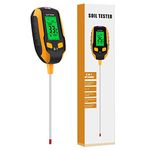 4-in-1 Soil Moisture Meter ,Digital Plant Temperature/Soil Moisture/PH Meter/Sunlight Intensity/Environment Humidity Backlight LCD display Soil Test Meter for Gardening, Farming,and Outdoor Plants (S1)