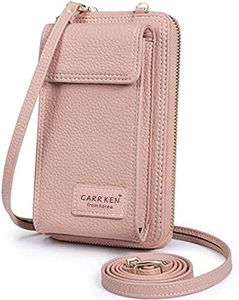 Women Purse Leather Cellphone Holster Wallet Case Mini Small Crossbody Shoulder Bag Messenger Pouch Ladies Handbag Clutch Phone Pockets for iPhone 8 Plus Xs Max X Xr 7/6 Plus Samsung S10+ (Pink)