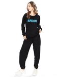 SN SWEET NIGHT Cotton Track Suit for Womens Printed Full Sleeves Top & Joggers (XL, Black)