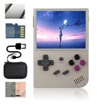 RG35XX Handheld Game Console 3.5 inch IPS Retro Games Consoles Classic Emulator Hand-held Gaming Console Preinstalled Hand Held Video Games System with Portable Case 64GB Retro Gray