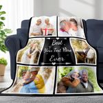 Custom Blanket with Pictures Texts-Personalised Photo Blanket Flannel Personalized Throw Blanket with Your Own Pictures Custom Blanket with Photo Collages for Family Birthday Wedding Gift(6 Pictures)