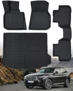 DrCarNow for BMW X3 Floor Mats,Fit for BMW X3 G01 2018-2024 for BMW X4 G02 2019-2024 Floor Mats,All Weather Rubber Car Mats Fit 1st & 2nd Row Floor Liners and Trunk Mat Full Set Accessories (4PCS)