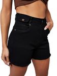 Miss Chase Women's Relaxed Fit Regular Length High/Mid Rise Denim Shorts (MCSS23DEN09-10-62-30, Black, 30)