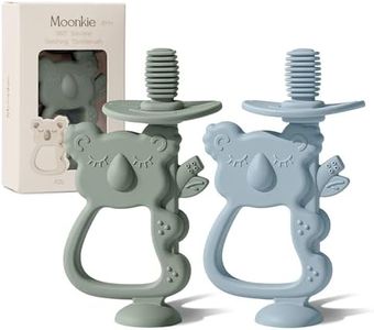 Moonkie Teething Toy Set of 2, Safe & Easy to Hold BPA Free Silicone Teethers, 360° Baby Toothbrush with Suction Base, Teether Toys Best for Babies 6-12 Months (Koala Ether/Sage)