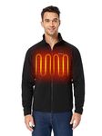 ORORO Men's Heated Fleece Jacket Full Zip with Power Bank, Up to 10 Hours of Warmth - Charger Not Included (Black,M)