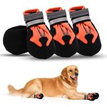 Jodsen Dog Boots, Set of 4 Waterproof Dog Shoes with Reflective Straps Anti-Slip Sole Outdoor Paw Protectors Dog Shoes for Small Medium Dogs Autumn Winter (Orange,XL)