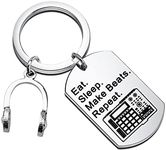 Gzrlyf Music Producer Keychain Beat Maker Gifts DJ Keychain Eat Sleep Make Beats Repeat Radio DJ Gifts Music Lover Gift, Headphone Charm Keychian, Small