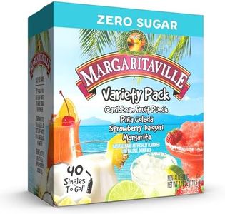 Margaritaville Singles to Go Water Drink Mix, Variety Pack, Includes 4 Flavors: Caribbean Fruit Punch, Pina Colada, Strawberry Daiquiri, And Margarita,1 Box (40 Single Servings)