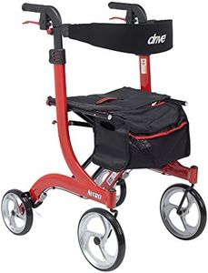 Drive Medical RTL10266-T Nitro DLX Foldable Rollator Walker with Seat, Red