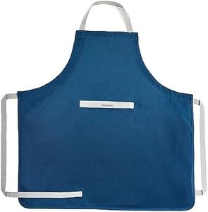 Caraway Apron - 100% Organic Cotton Apron - Features 2 Pockets & Adjustable Neck Strap - Absorbs Liquids & Dissipates Heat With Ease - Machine Washable - One Size - Navy