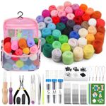 dipeer 228 Pcs Needle Felting Starter Kit, 50 Colors Wool Roving for Felting, Practical Carry Bag with Basic Felt Tools and Supplies, DIY Felting Suit with Colorful Felt Mold for Craft Lovers