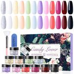 Candy Lover Dip Powder Nail Set, 12 Colors Dipping Powder Glitter Pastel Powder for Dipping Nails, French Nail Art Manicure DIY Salon Home Gifts for Girls Women, No Dip Liquids Included