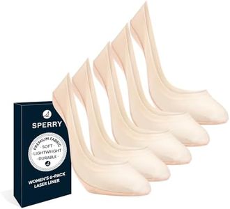 Sperry Women’s No Show Socks, Laser Cut Ultra Low Cut Liner Sock, 360° Non-Slip Gripper, Invisible Liners for Flats, Nude, 4-10