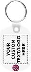 DISCOUNT PROMOS Tag Soft Plastic Keychains - 100 pack - Customizable Text, Logo - Small Key Tag Chain For Staying Organized - Rubber Key Ring Keychain – Clear