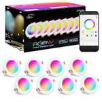 iLC LED Downlights for Ceiling, Work with Alexa(Echo Device Required) Φ68-85mm Hole, Colour Changing DownLights, Smart Recessed Ceiling Lights with APP Control, 800LM, 2700K-6000K + RGB (Pack of 8)