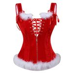 HNGHOU Women's Christmas Carnival Corsets Halloween Cosplay Plus Size Overbust Bustiers Top (Red,5X-Large)