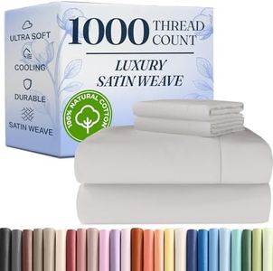 1000 Thread Count Sheet Set - 100% Cotton Bed Sheets - Softer Than Egyptian Cotton - 4-Piece Light Grey King Set - Soft Sateen Weave - Hotel Luxury Bedding 16" Deep Pocket (Fits up to 17" Mattresses)