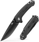 FLISSA Pocket Folding Knife, 3.2” D2 Blade G10 Handle EDC Knife with Pocket Clip for Hunting, Camping, Survival, Outdoor Activities(Black)