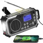 Duronic SDAB1 Portable DAB+ Radio Bluetooth DAB Radios Hand Crank Battery Solar Radio 4-Way Rechargeable Emergency Flashlight Digital FM Radios with SOS Alarm for Camping Hiking Outdoor