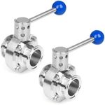 JMCOLMT 2 Inch Butterfly Valve Sanitary 2 Pcs Stainless Steel 304 with Pull Handle Tri Clamp Butterfly Valve