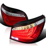 SPEC-D TUNING Red Lens LED Bar Tail Lights Compatible with 2008-2010 BMW E60 5-Series 4 Door Left + Right Pair Assembly