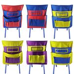 Mewise Chairback Pockets Chart in 6 Bright Colors,Chair Seat Back Organizer with Name Tag Pocket for Classroom (6)