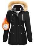 Nadeer Women Parka Coat Winter Warm Jacket Fleece Lined Thick Coat with Removable Faux Fur Hood Windproof Outerwear