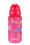 Children's Water Bottle With Easy-Access Lid & Straw, 400ml, Pink Butterflies