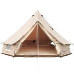 DANCHEL OUTDOOR B5PRO 4 Season Canvas Bell Tent No Center Pole, Roomy Canvas Yurt Tent with Stove Jack Hot Tent for 4-6 Person Camping All Year Living