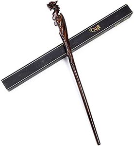 Handicraftviet Bacchetta magica in legno intagliato a mano, bacchetta magica da 38 cm, per cosplay da collezione, bacchetta magica regalo per bambini e adulti, per Halloween, Natale e feste di
