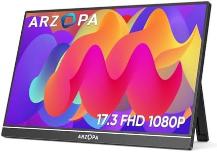 ARZOPA Monitor portatile da 17,3 pollici 1920×1080 FHD con supporto unipolare, schermo monitor IPS con connettori HDMI/tipo C/USB-C, schermo portatile da gioco Eye-Care per laptop/PC/Mac/PS6/Xbox