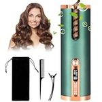 Cordless Automatic Curling Iron, Hair Curler Automatic Rotating, Portable Ceramic Hair Curler with LCD Display, Type-C Charging, Adjustable Temperature & Timer for Home Travel, 5200mAh