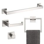 KOKOSIRI 4 Piece Bathroom Accessories Set Bath Towel bar Roll Paper Holder Single Robe Hook Stainless Steel Wall Mounted, Brushed Nickel, B09A4-BR