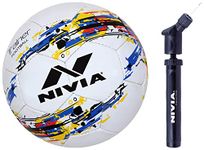 Nivia Trainer Football, Size 5 (White) and Double Action Ball Pump