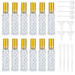 YU FENG 12pcs Glass Bottle Perfume Atomizer Refillable Spray Empty Perfume Bottles Fine Mist Atomizer Cosmetic Container for Travel,10ml, Gold-1