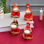 Rajasthani Art Kathputli Tealight Candle for Home Diwali Decoration Tealight Candle for Birthday, Christmas, Room, Laxmi Pooja Decorative Tealight Candles (Puppet Pack of 2)