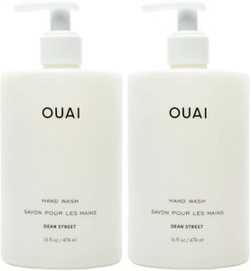 OUAI Hand Wash, Dean Street - Liquid Hand Soap with Jojoba, Avocado, & Rose Hip Oil for Replenished Skin - Gentle Exfoliating Kitchen & Bathroom Soap (16 Fl Oz) (Pack of 2)