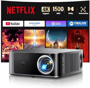 Projector【1500 Ansi/Compatible with Netflix /36W Dolby Audio】 High-Brightness Smart 4K Projector Built-in Apps Auto Focus/Keystone, ProjectorWiFi 6 Two-Way Bluetooth with HDMI ARC/CEC for Home