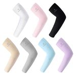 Arm Sleeves UV Protection,Arm Warmers Support Stretchy Anti-slip,Compression Sleeves to Cover Arms Womens Mens Youth for Covering Tattoo Basketball Running Cycling Gardening Outdoor ((Color,7 Pair))