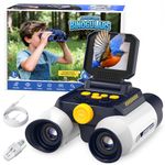 Binoculars Kids with Night Vision, Ahalfcit Kids Binoculars 2.4" HD Screen &10X Zoom for Photo and Video - Outdoor Adventure Binoculars Bird Watching, Camping, Hiking, Gifts for Kids Ages 4+ (White)